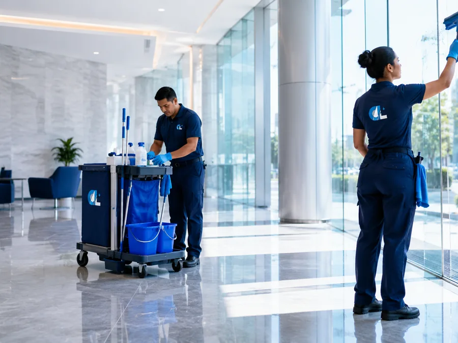 Equipo de limpieza CAPLI en una oficina corporativa